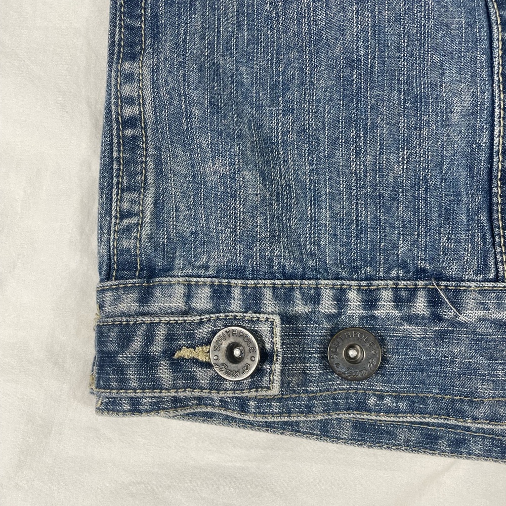 Southpole Premiun Mens Blue Biker Patched Denim Vest Size L - Picture 13 of 15